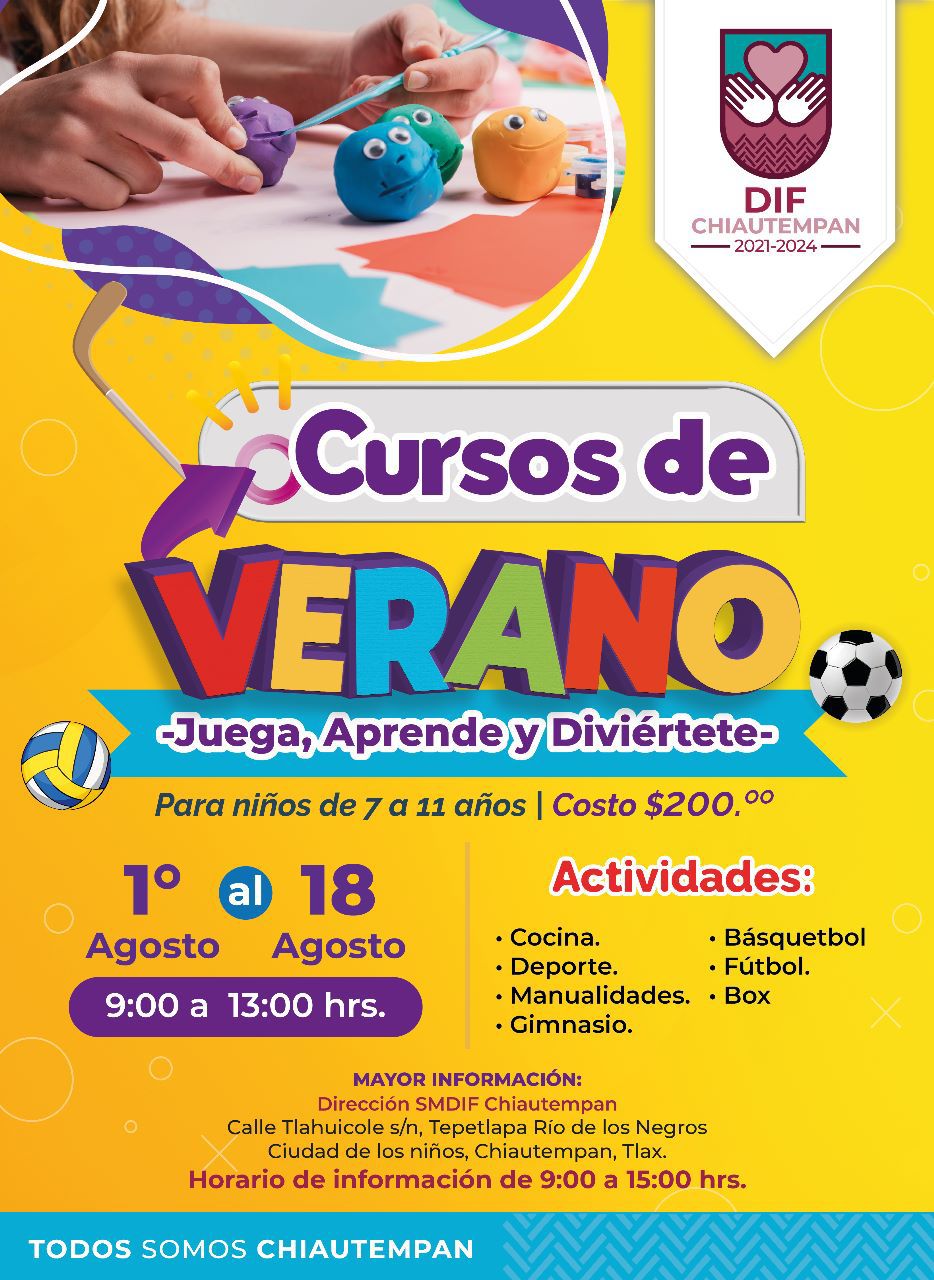 Invita SMDIF Chiautempan a curso de verano para niños y&nbsp;niñas